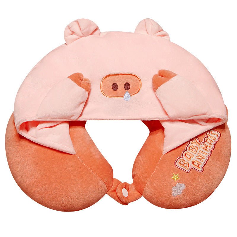 Animal neck pillow with cheap hood