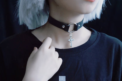 Halloween Dark Gothic Original Handmade Leather Collar Choker