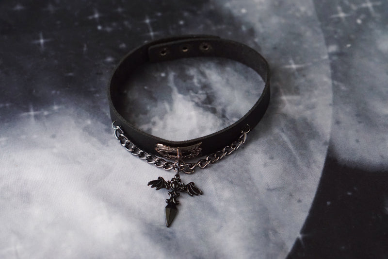 Halloween Dark Gothic Original Handmade Leather Collar Choker