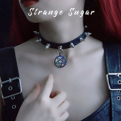 Halloween Dark Gothic Original Handmade Leather Collar Choker