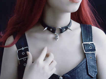 Halloween Dark Gothic Original Handmade Leather Collar Choker