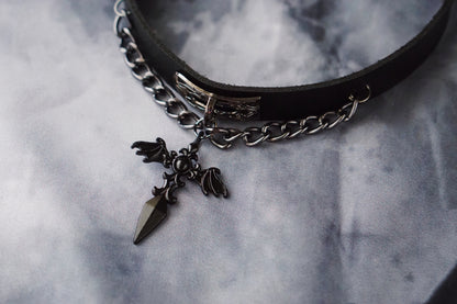 Halloween Dark Gothic Original Handmade Leather Collar Choker