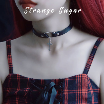 Halloween Dark Gothic Original Handmade Leather Collar Choker