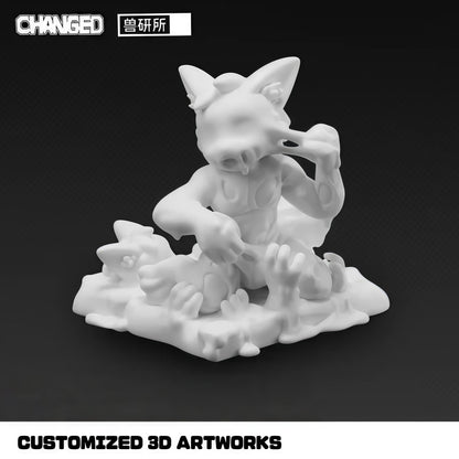 Changed 3D White Latex Beast Figurine, Custom Base Text 43642:781437