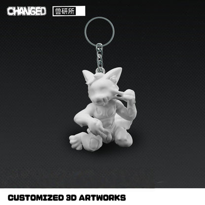 Changed 3D White Latex Beast Figurine, Custom Base Text 43642:781436