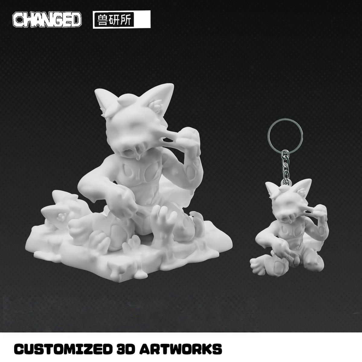 Changed 3D White Latex Beast Figurine, Custom Base Text 43642:781435