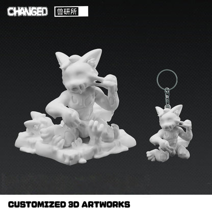 Changed 3D White Latex Beast Figurine, Custom Base Text 43642:781435