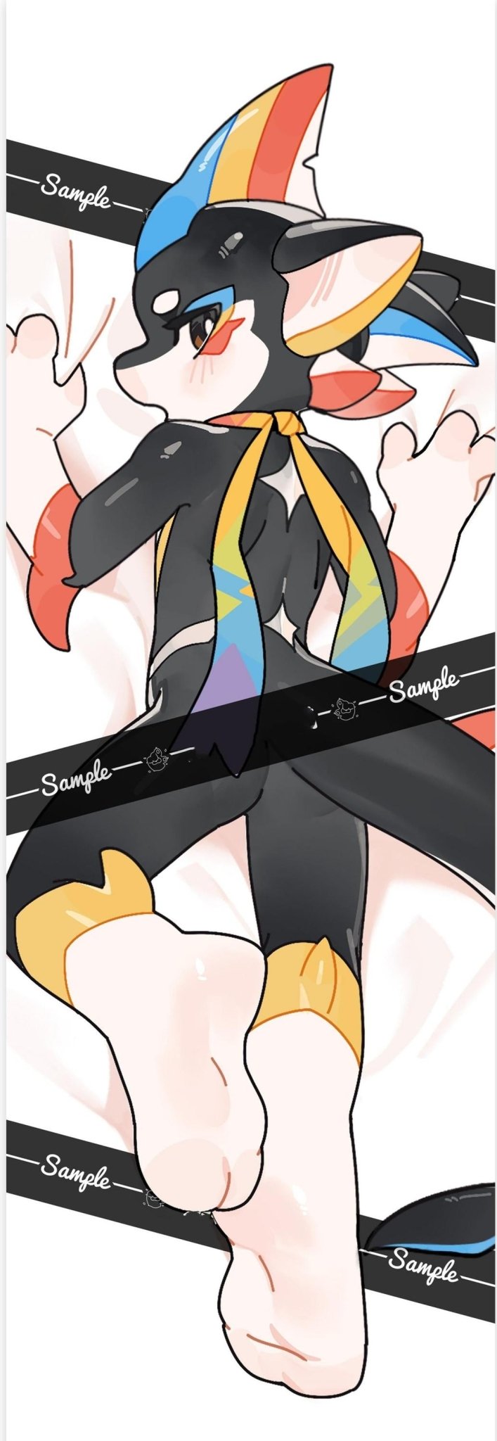 Furry Rainbow Shark OC Dakimakura Pillowcase - TOY-PLU-1538E01 - Fructose Variety Shop - 42shops