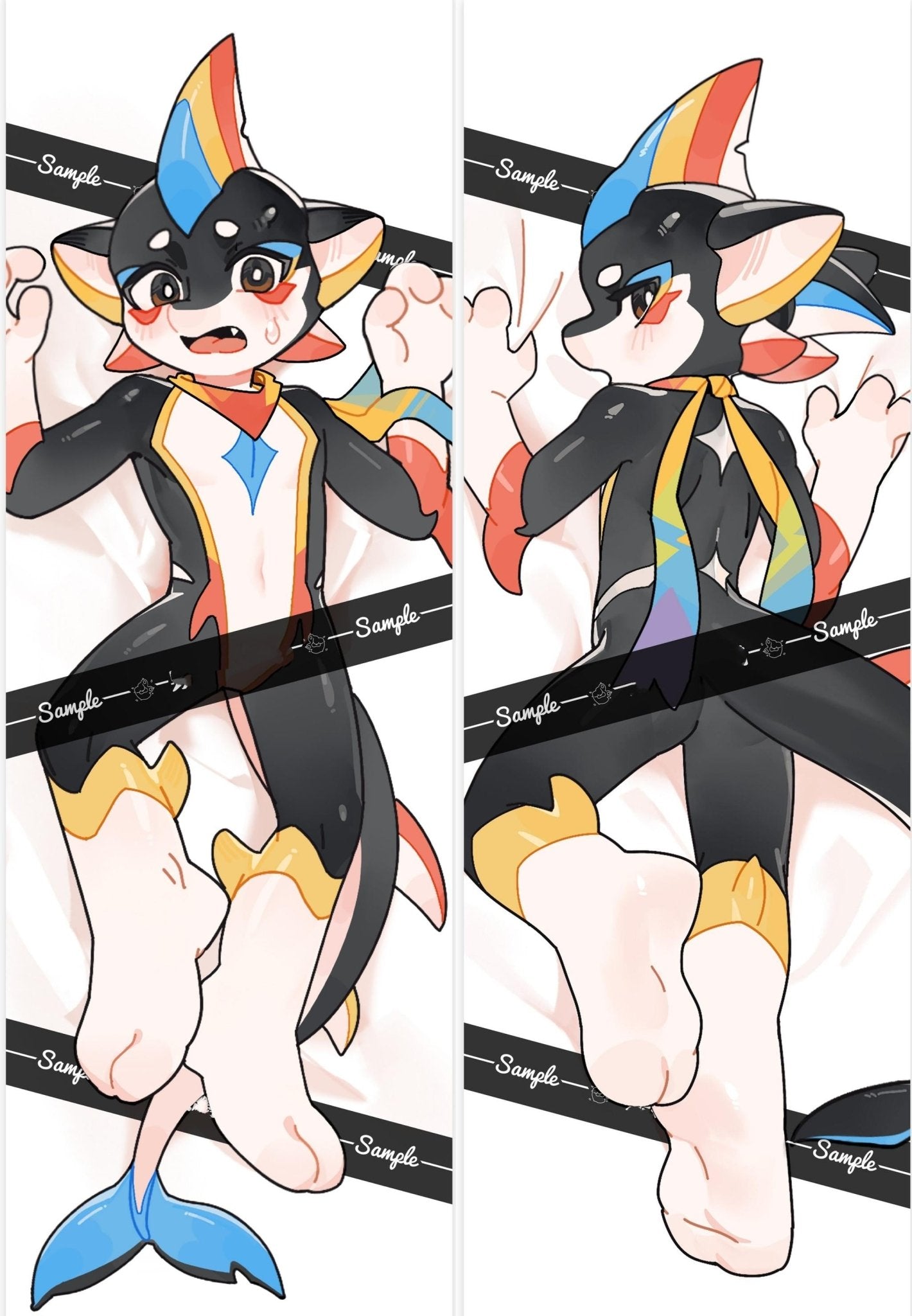 Furry Rainbow Shark OC Dakimakura Pillowcase - TOY-PLU-1538E01 - Fructose Variety Shop - 42shops