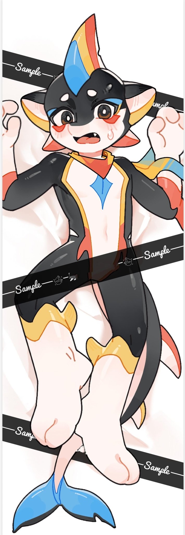 Furry Rainbow Shark OC Dakimakura Pillowcase - TOY-PLU-1538E01 - Fructose Variety Shop - 42shops