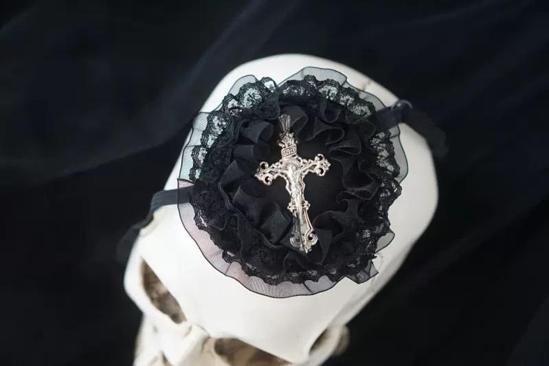 Halloween Dark Gothic Original Handmade Lace Cross Eye Mask 21038:622283