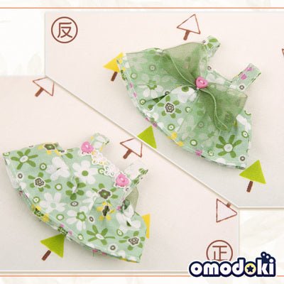 10cm Pink Yellow Green Cotton Doll Clothes Floral Dress (green) 8378:455361