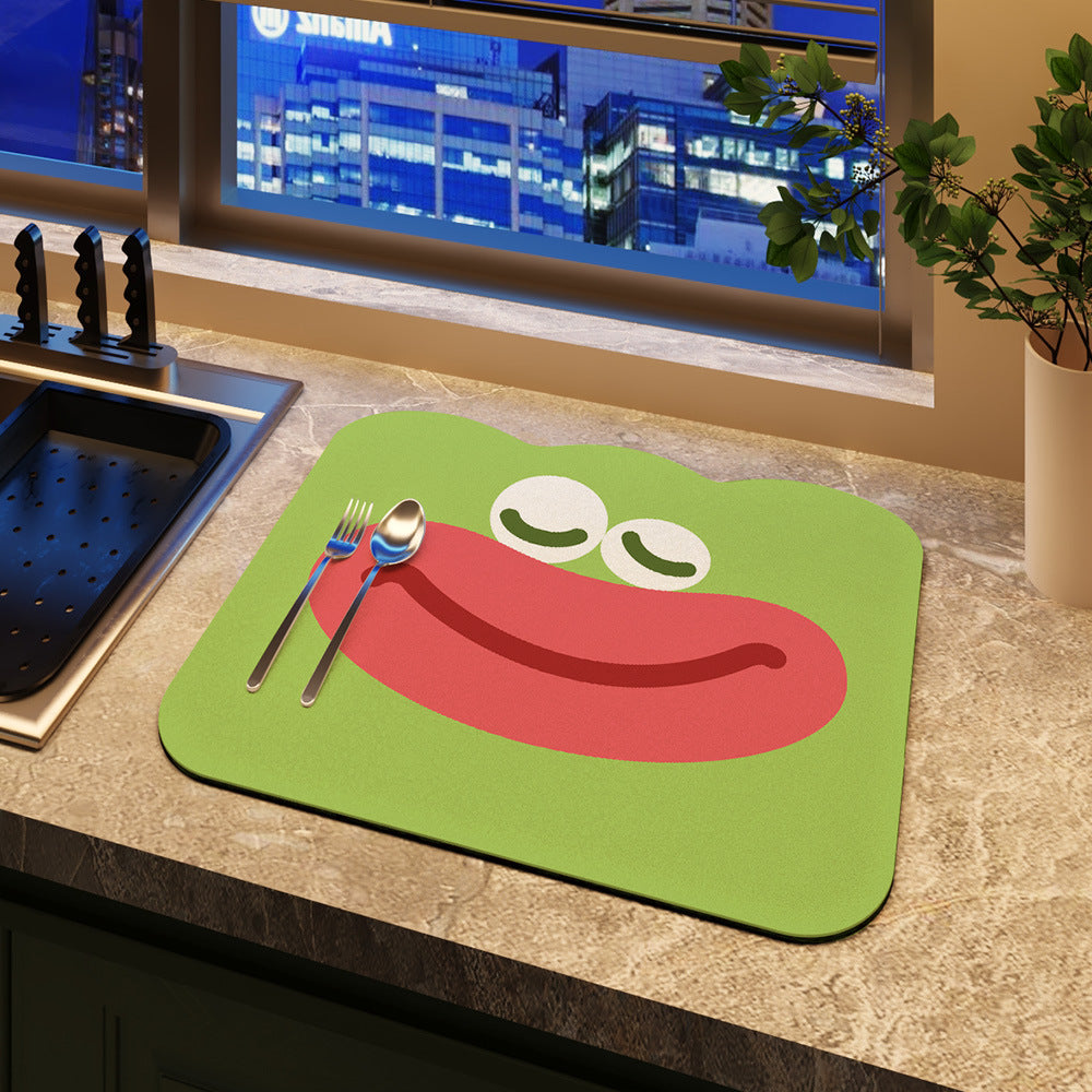 Cute Cartoon Kitchen Countertop Drain Mat