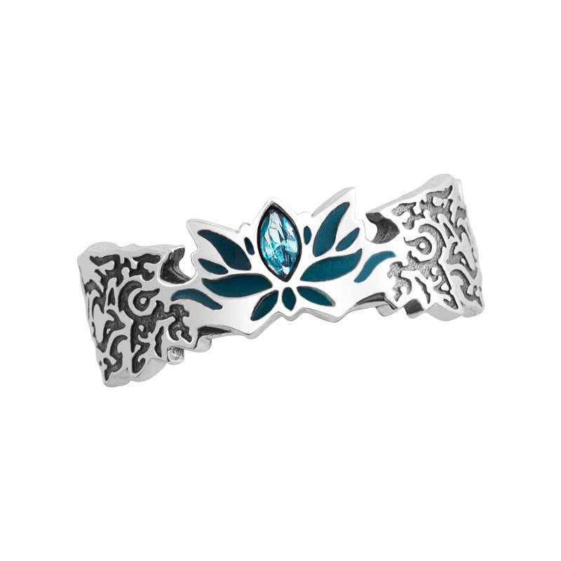 Battle Through the Heavens Green Lotus With Wings Silver Ring 12424:424777