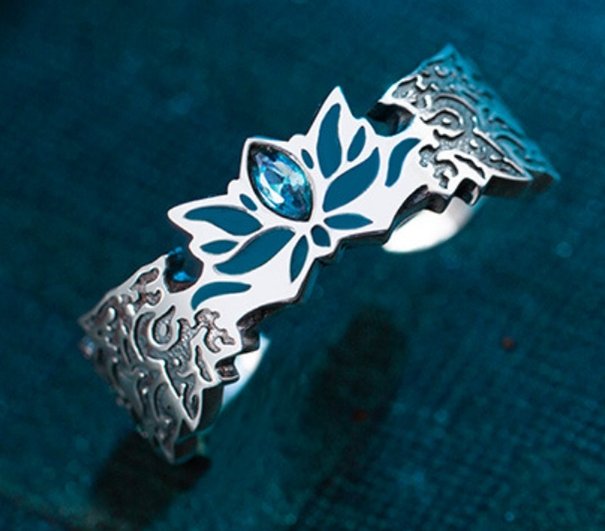 Battle Through the Heavens Green Lotus With Wings Silver Ring - TOY-ACC-51601 - Xingyunshi - 42shops