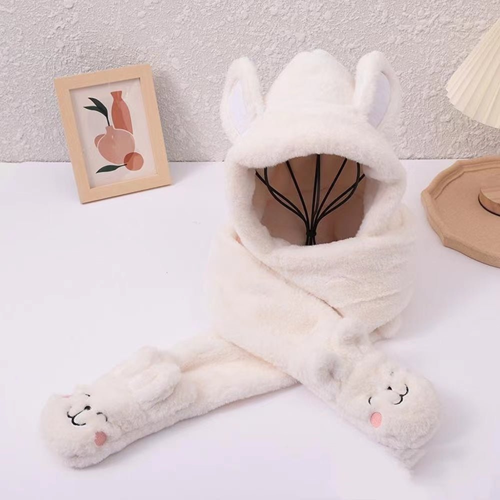 Bear Rabbit Hat Gloves Scarf Set For Children white rabbit  