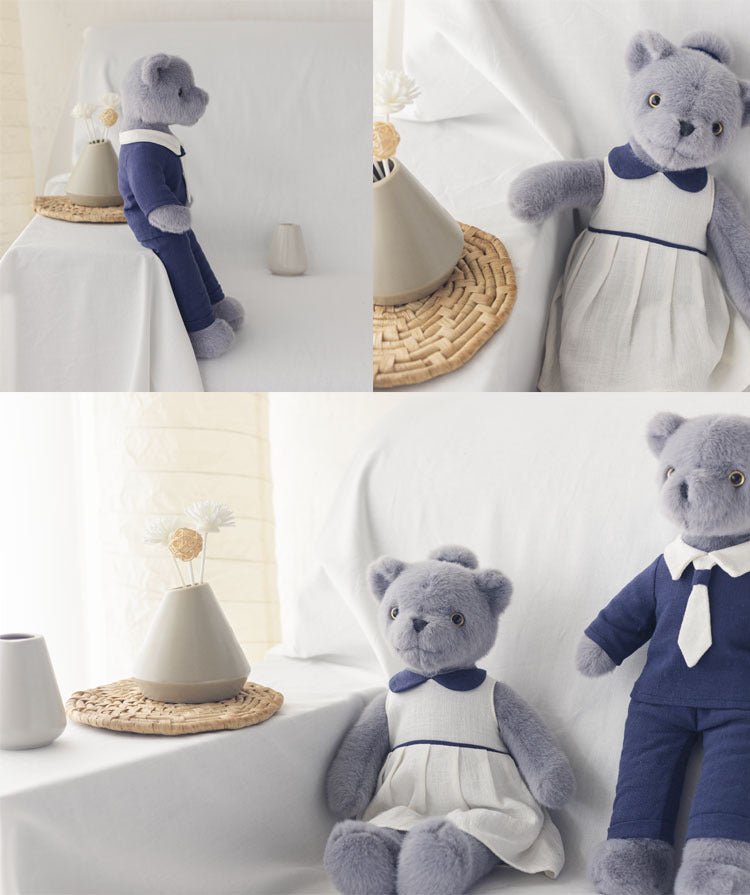 Blue-Gray Cute Bear Couple Animal Plush Toy - TOY-PLU-25206 - Zibo baiding - 42shops