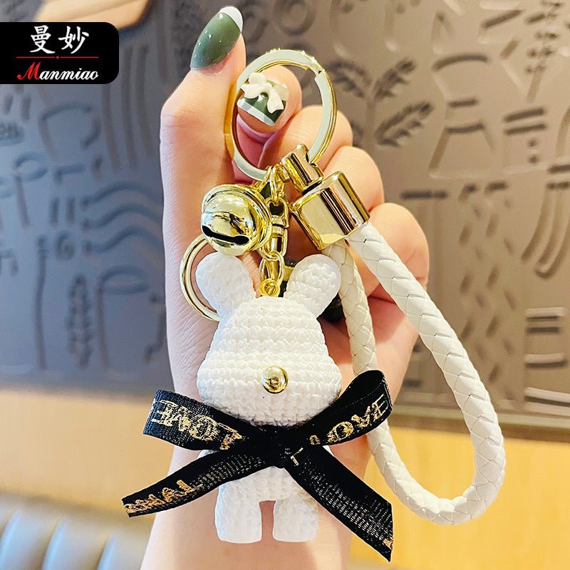Cartoon Resin Knitting Rabbit Keychain Pendant - TOY-PLU-63301 - Yiwumanmiao - 42shops