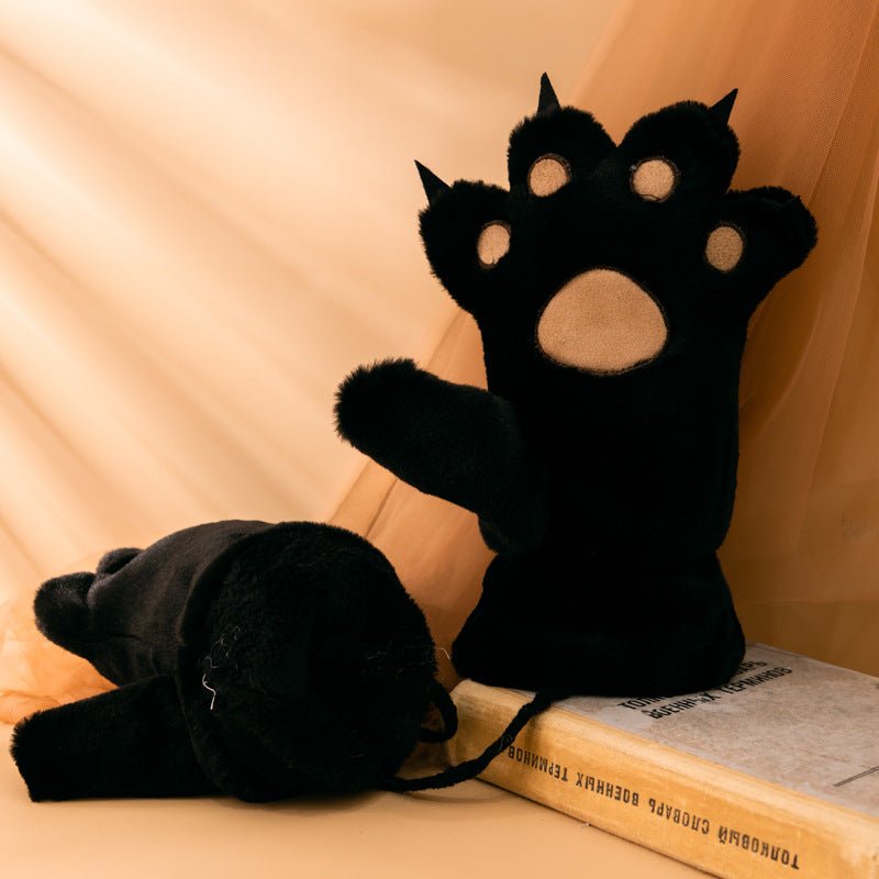 Cat Paws Winter Warm Gloves With Velvet black  