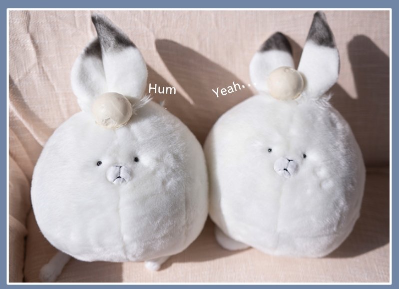 Chubby Arctic Rabbit Stuffed Animal White Bunny Plush   