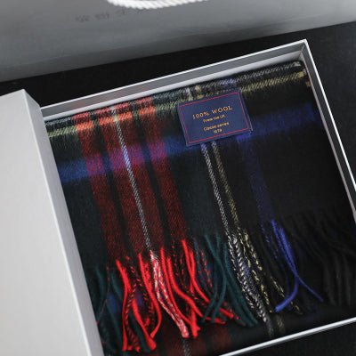 Classic British Plaid Wool Scarf Multicolors red-black gift box  
