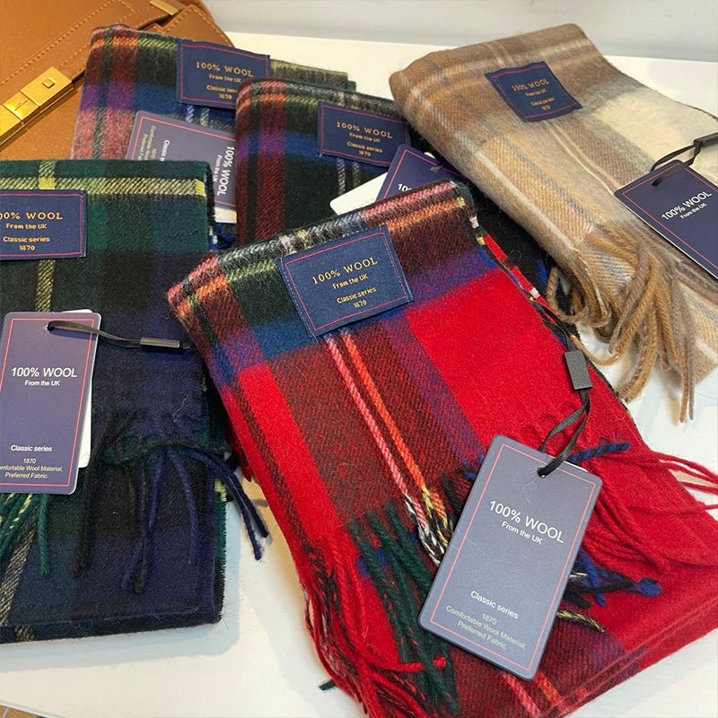 Classic British Plaid Wool Scarf Multicolors   