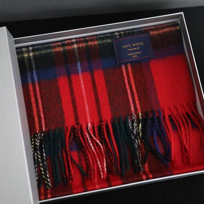Classic British Plaid Wool Scarf Multicolors red gift box  