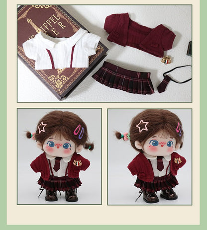 Cotton Doll Clothes Red Knit Autumn Winter British Uniform 7246:338435