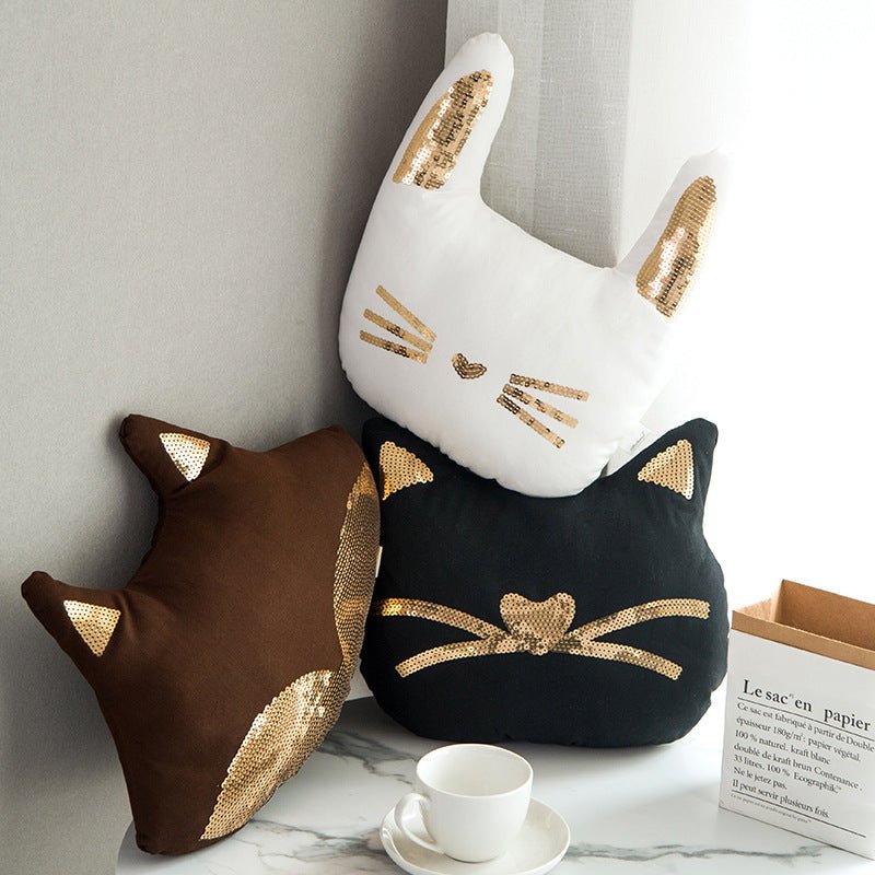 Cotton Sequins Black Cat Plush Pillow Cushions - TOY-PLU-28801 - Yangzhoubishiwei - 42shops