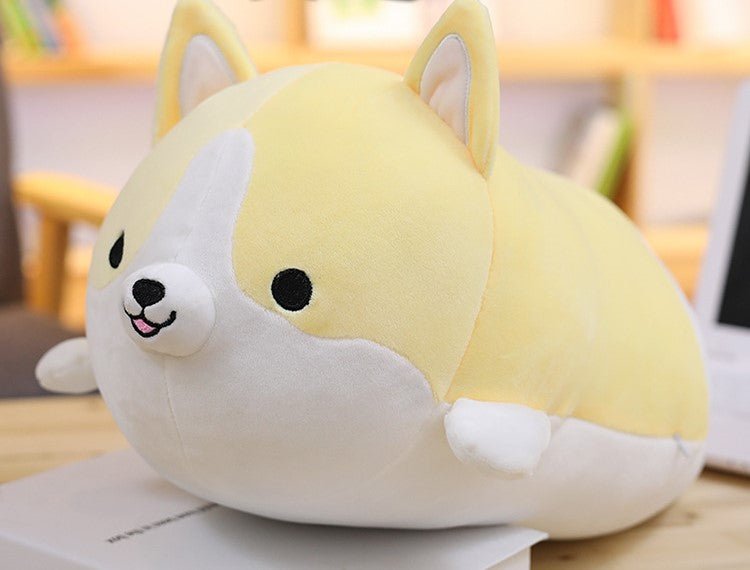 Levenkeness Corgi Dog Plush Pillow Soft Cute Shiba Inu Akita Stuffed Animals Toy Gifts (Brown 11.8 in)