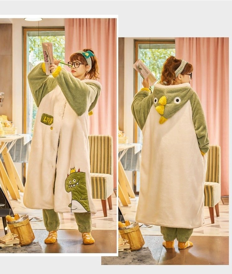 Cute Dinosaur Plush Couples Thickened Pajamas   