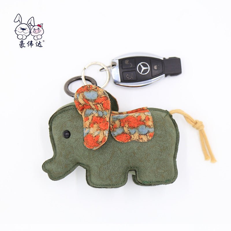 Cute Elephants Stuffed Animal Plush Keychain army green elephant  