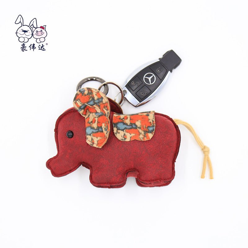 Cute Elephants Stuffed Animal Plush Keychain dark red elephant  