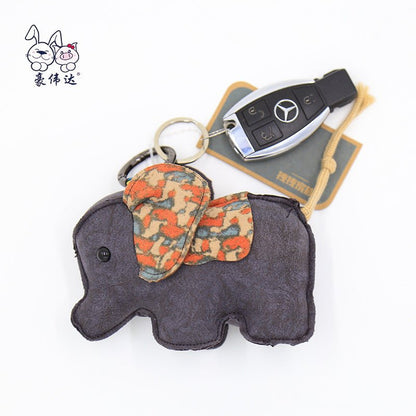 Cute Elephants Stuffed Animal Plush Keychain   