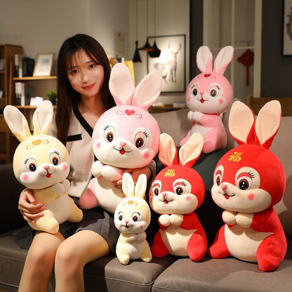 Cute Pink Red Yellow Bunny Plush Toy - TOY-PLU-41701 - Hanjiangquqianyang - 42shops 5104:6551