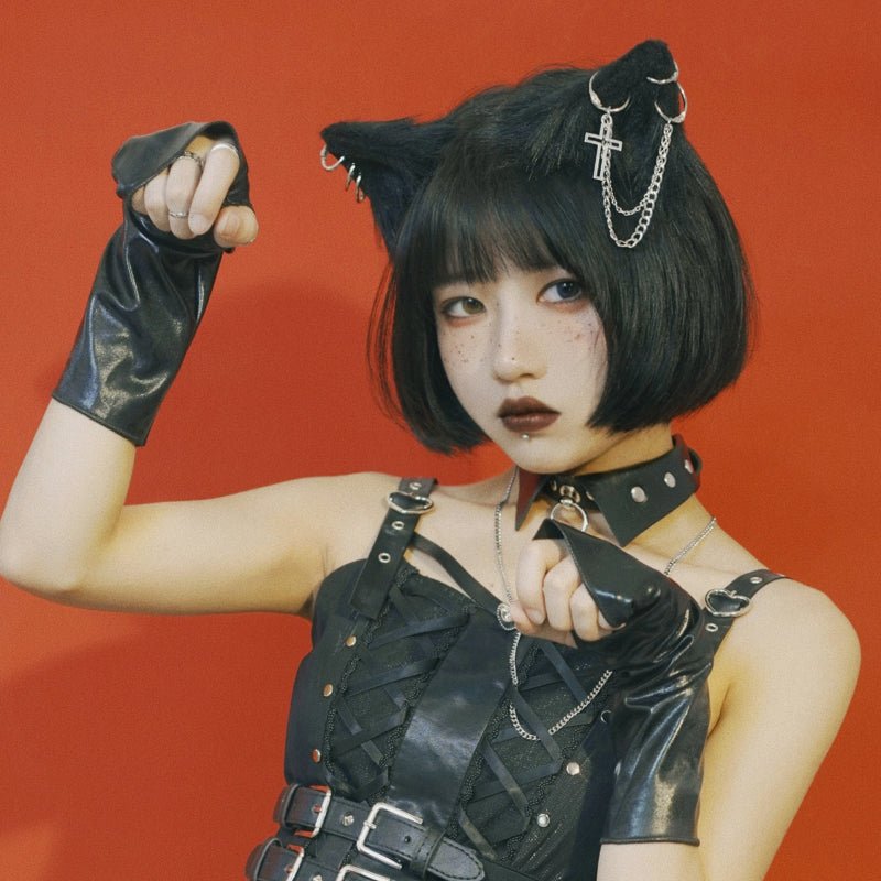 Dark Gothic Halloween Cat Ear Animal Ear Ear Hair Accessories - TOY-PLU-134002 - Strange Sugar - 42shops