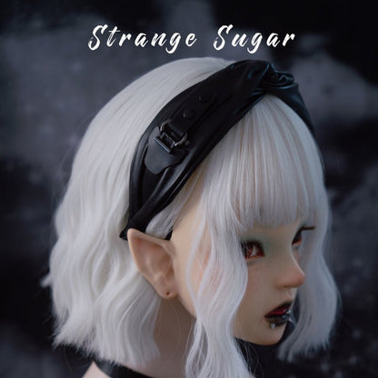 Dark Gothic Halloween Leather Buckle Pleated Hair Band - TOY-PLU-133904 - Strange Sugar - 42shops