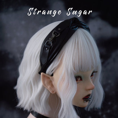 Dark Gothic Halloween Leather Buckle Pleated Hair Band - TOY-PLU-133905 - Strange Sugar - 42shops