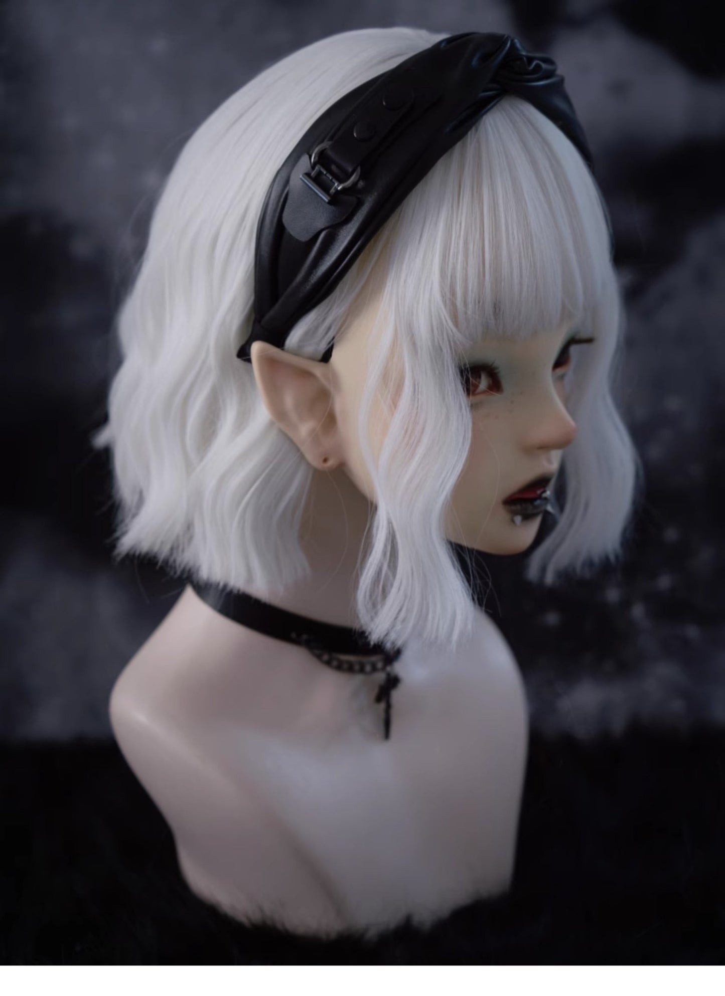 Dark Gothic Halloween Leather Buckle Pleated Hair Band - TOY-PLU-133904 - Strange Sugar - 42shops