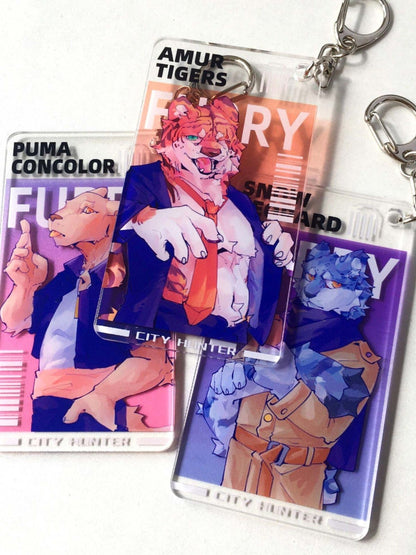 Feline Anthropomorphic ID Card Keychain Furry Merchandise 7224:379931