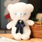 Fluffy White Bear Plush Toy with Bow Multicolor - TOY-PLU-28406 - Yangzhoubishiwei - 42shops