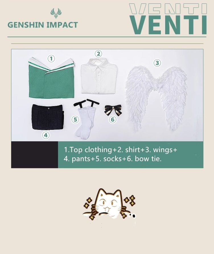 Genshin Impact Babatos Venti Daily Cosplay Outfits - COS-CO-11901 - Miaowu Xiaopu - 42shops