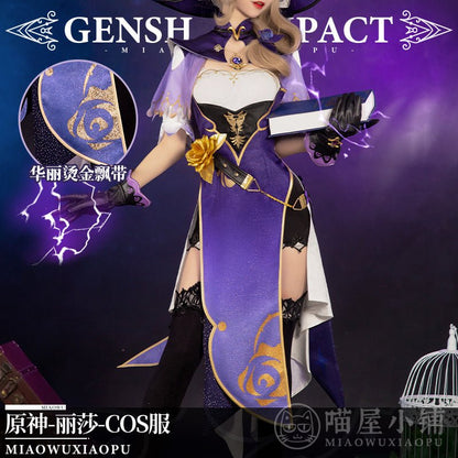 Genshin Impact Cosplay Mid High Heel Casual Lisa Leather shoes 15362:351415
