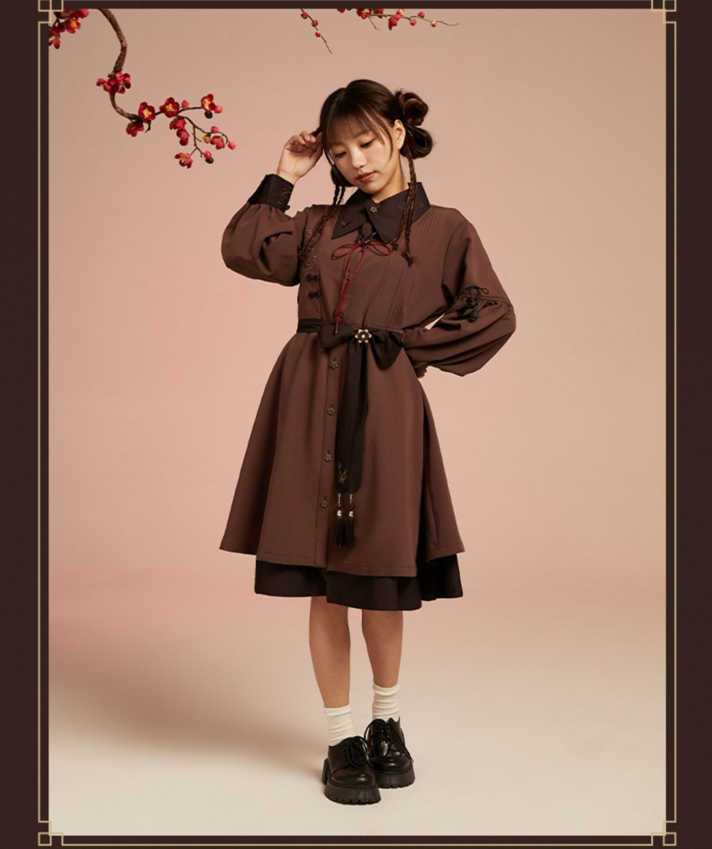 Genshin Impact Hutao Brown Long Sleeve Dress 13734:316465