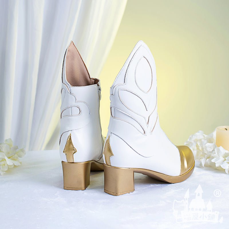 Genshin Impact Lumine White Cosplay Shoes Mid-heeled Boots 18688:351483