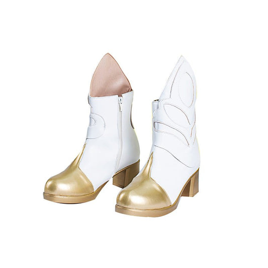 Genshin Impact Lumine White Cosplay Shoes Mid-heeled Boots 18688:351479