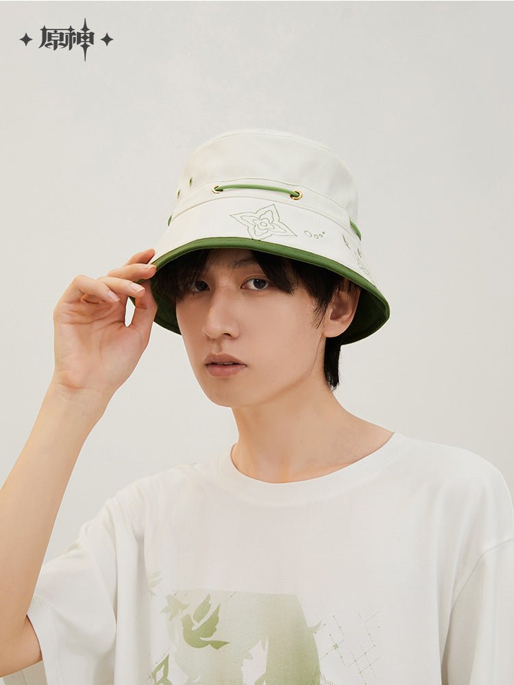 Genshin Impact Nahida Themed White Green Bucket Hat 18584:427453