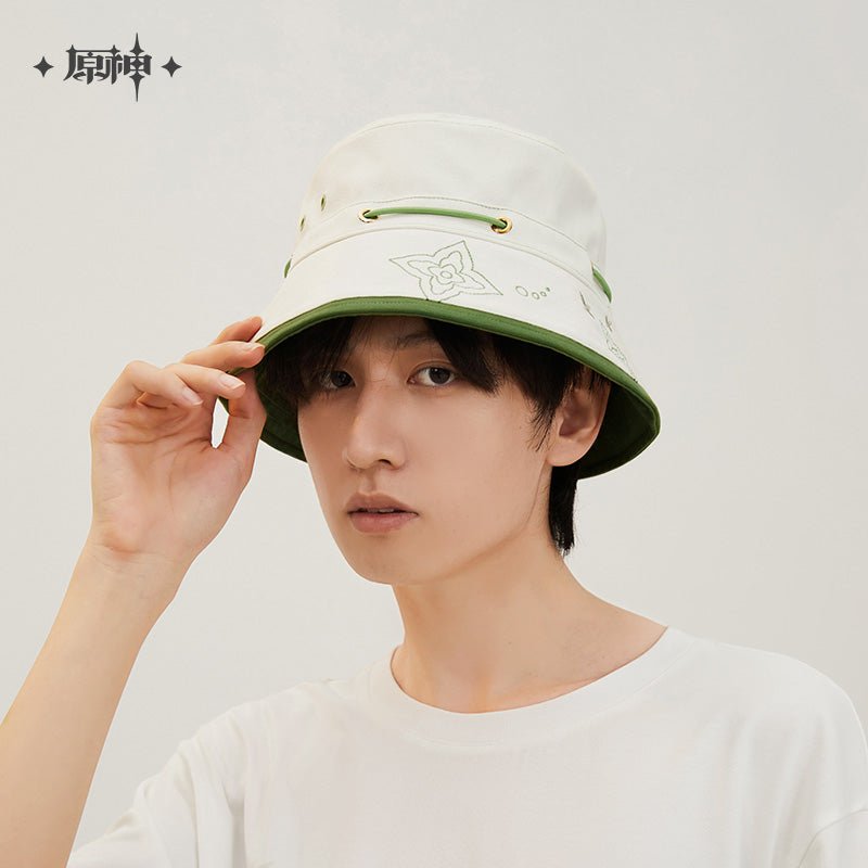 Genshin Impact Nahida Themed White Green Bucket Hat 18584:427451