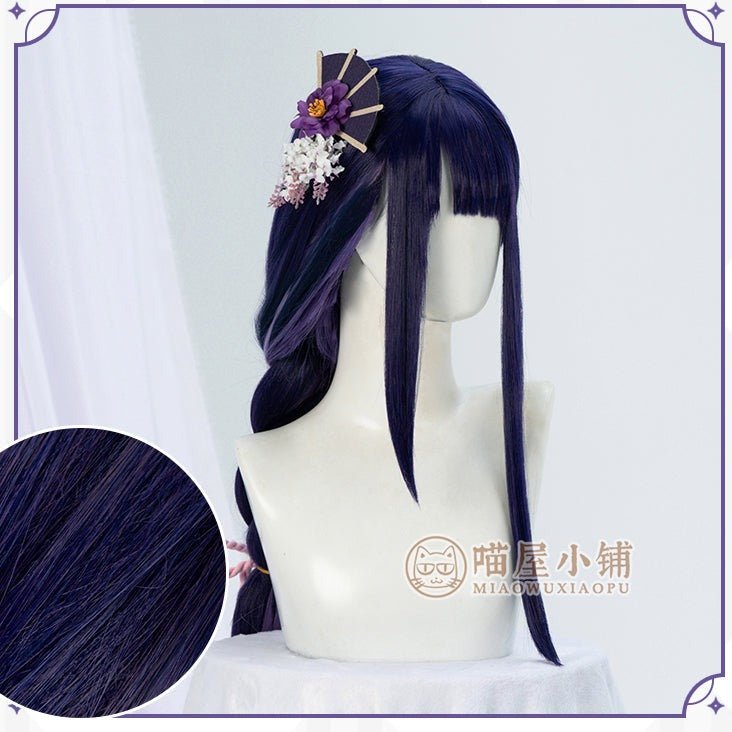 Genshin Impact Raiden Shogun Dark Blue Cosplay Wig