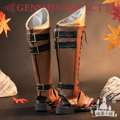 Genshin Impact Thoma Cosplay Shoes Brown Boots 18672:411231